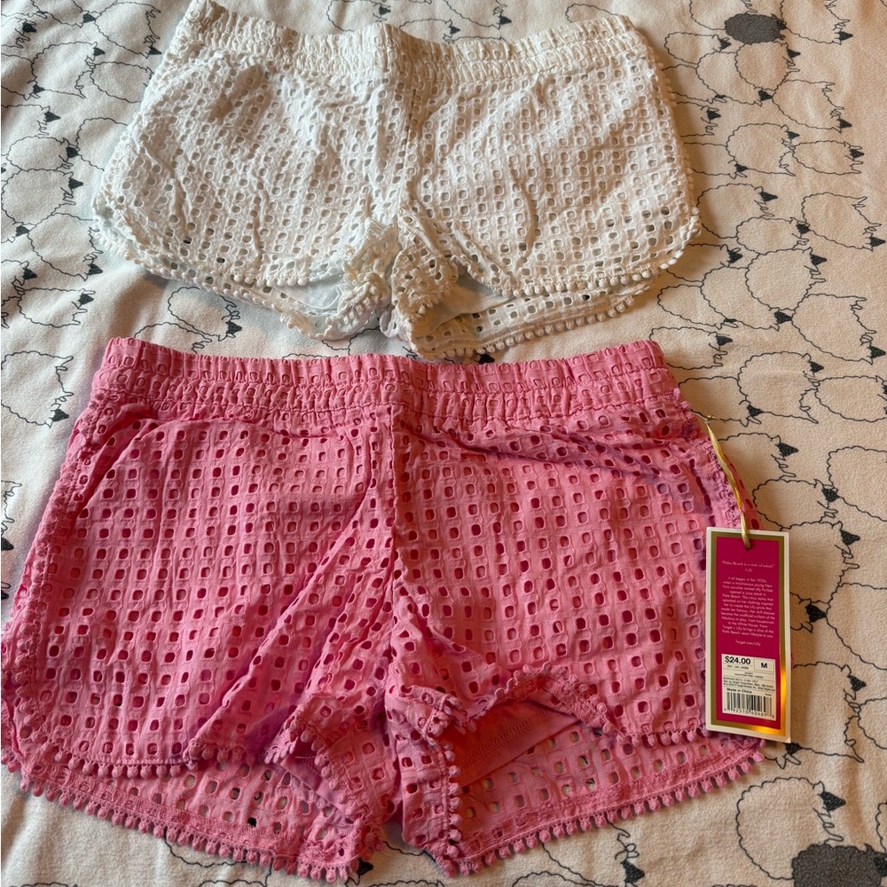 Lot Lilly Pulitzer for target shorts size M, pink NWT, white EUC